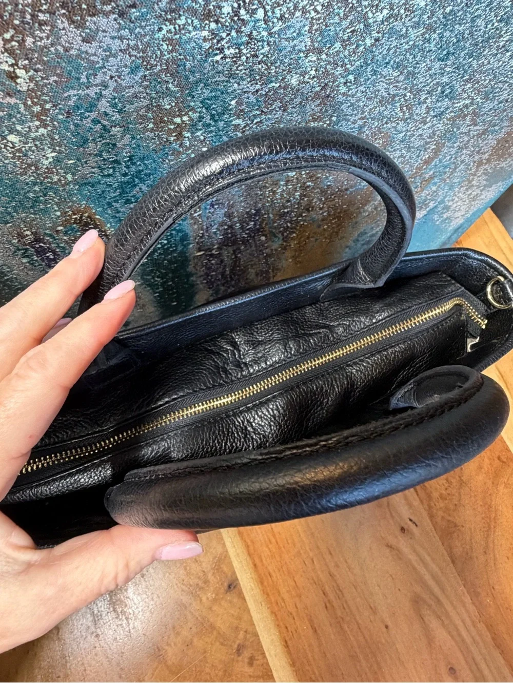 Tory Burch Classic Jaden Horsebit Black Pebbled Leather Satchel
